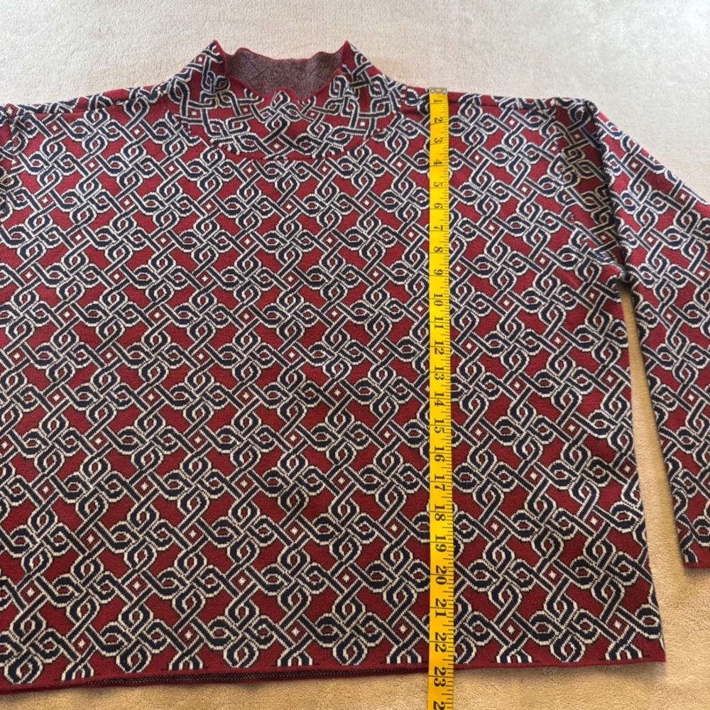 Maeve Anthropologie Geometric Mock Neck Jacquard Preppy Dark Academia Sz M - Picture 6 of 9